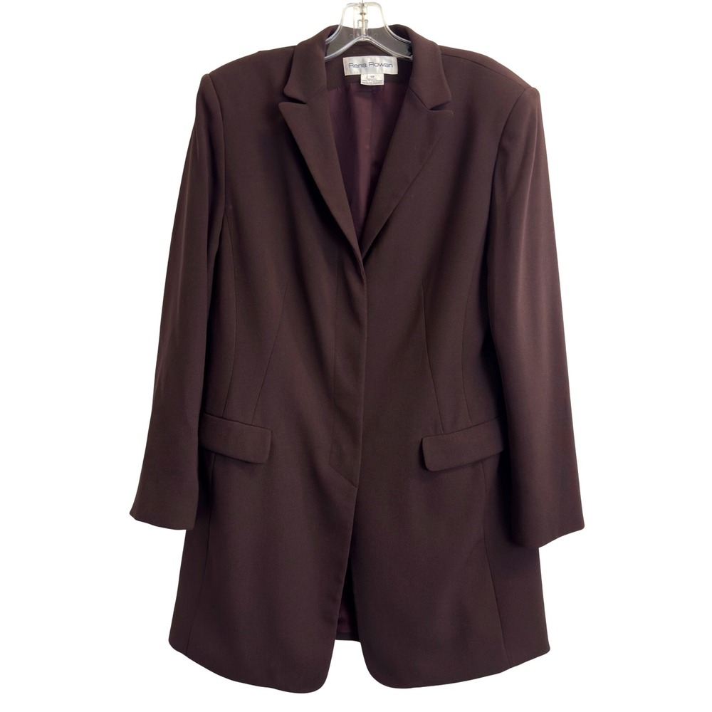 Rena Rowan Brown Longline Blazer‎ Jacket Womens Size 12 Professional Career Wear
